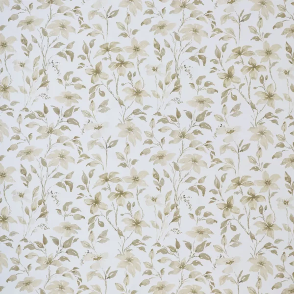 Hallie Fabric - Flax by brown botanical cotton fabric from Ashley Wilde