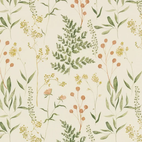Hazel Fabric - Autumn by green botanical printed fabric from Ashley Wilde