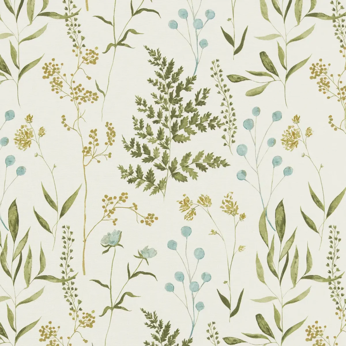 Hazel Fabric - Duckegg by green botanical printed fabric from Ashley Wilde