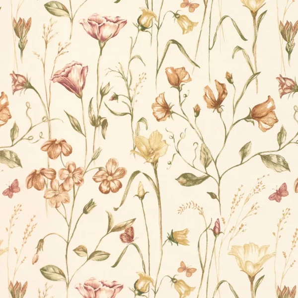 Orlena Fabric - Autumn by orange botanical printed fabric from Ashley Wilde