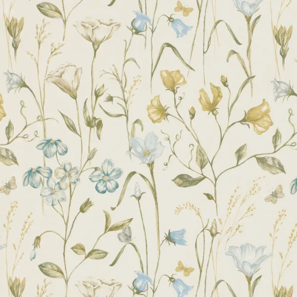 Orlena Fabric - Duckegg by blue botanical printed fabric from Ashley Wilde