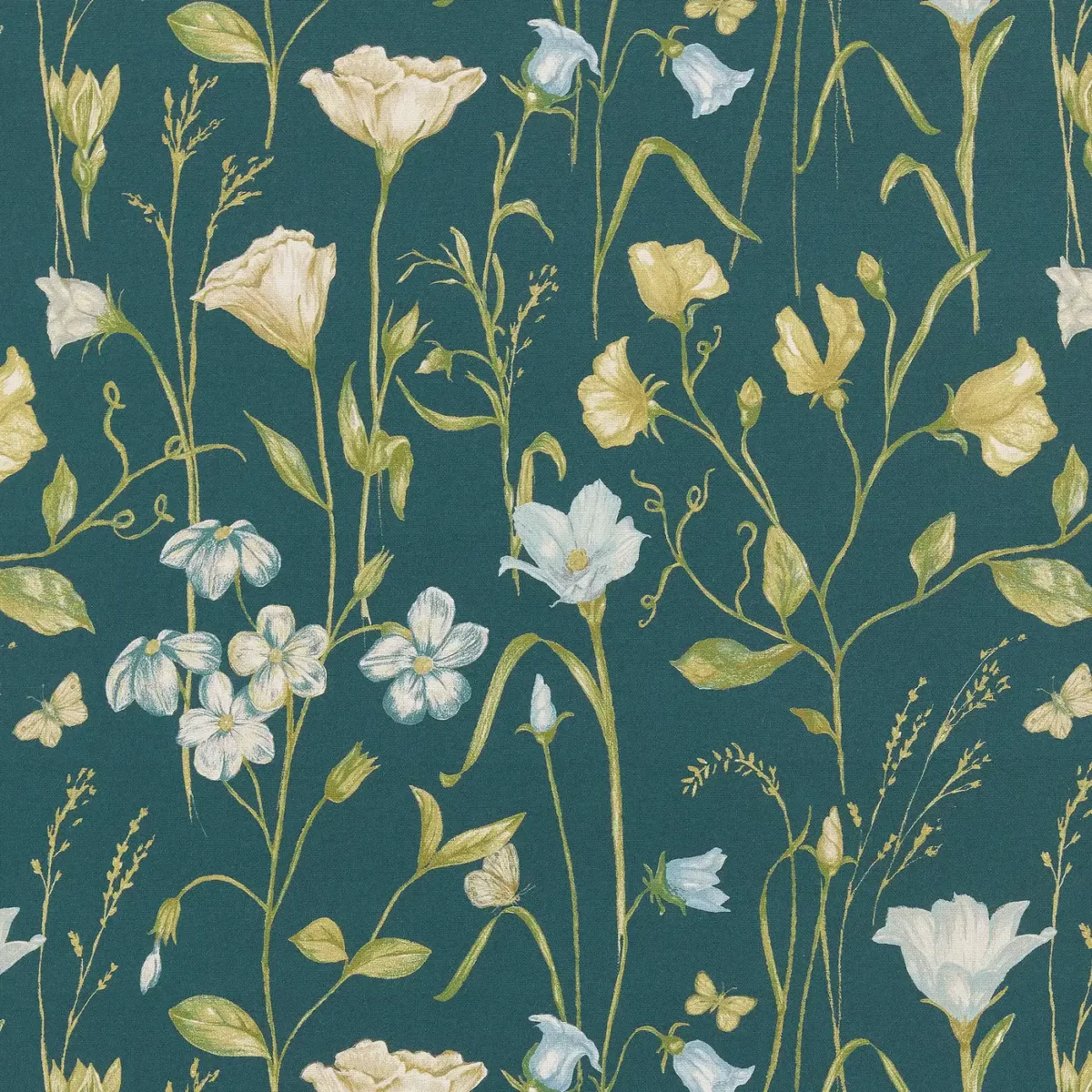 Orlena Fabric - Kingfisher by green botanical printed fabric from Ashley Wilde