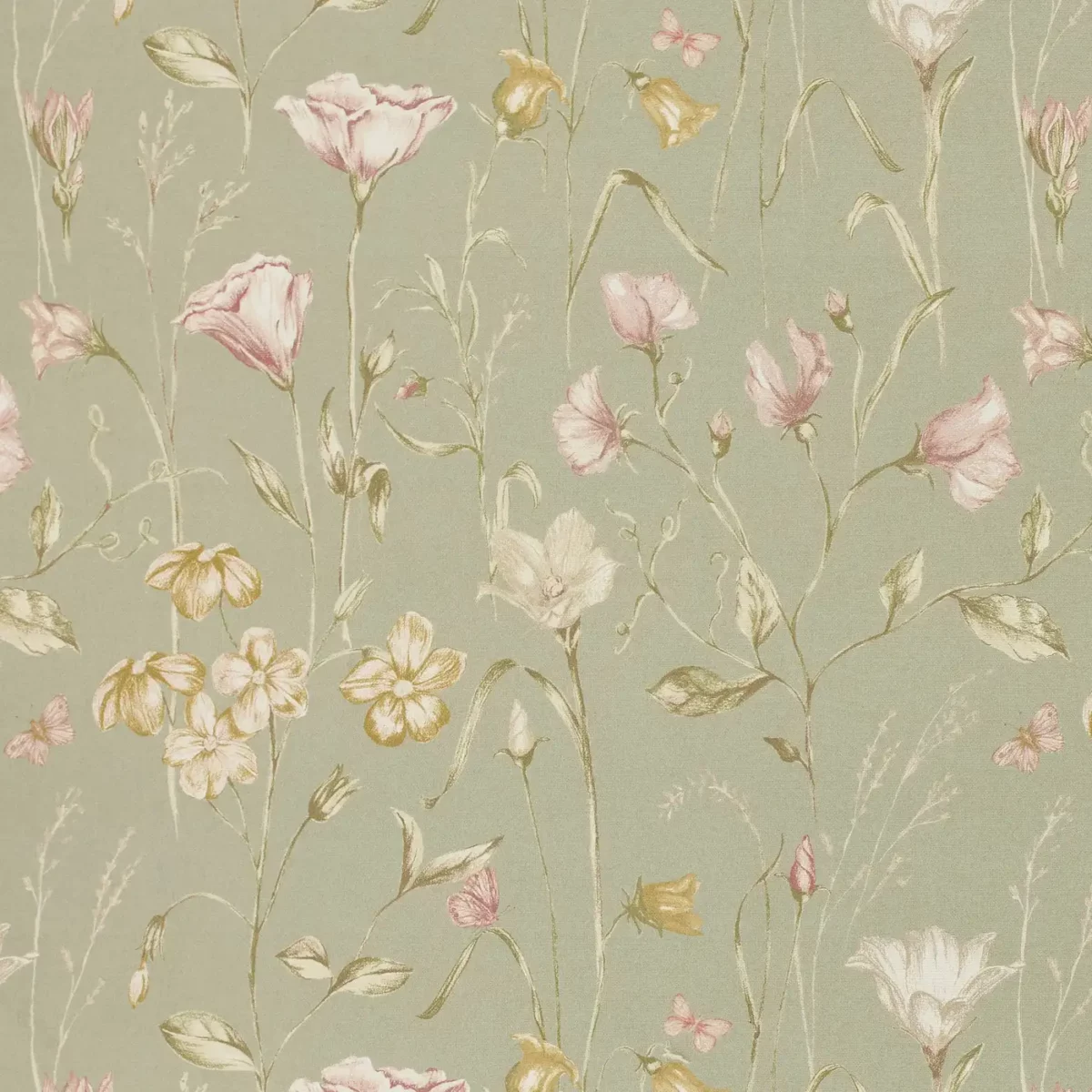 Orlena Fabric - Sage by green botanical printed fabric from Ashley Wilde