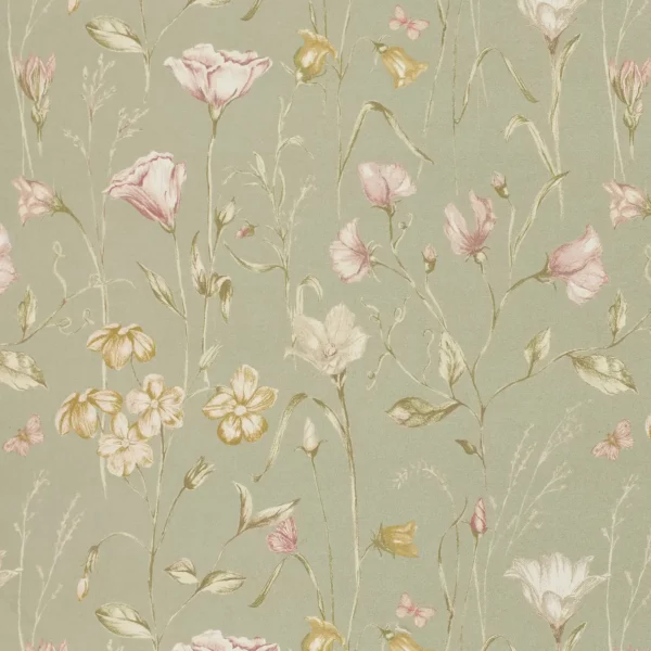 Orlena Fabric - Sage by green botanical printed fabric from Ashley Wilde