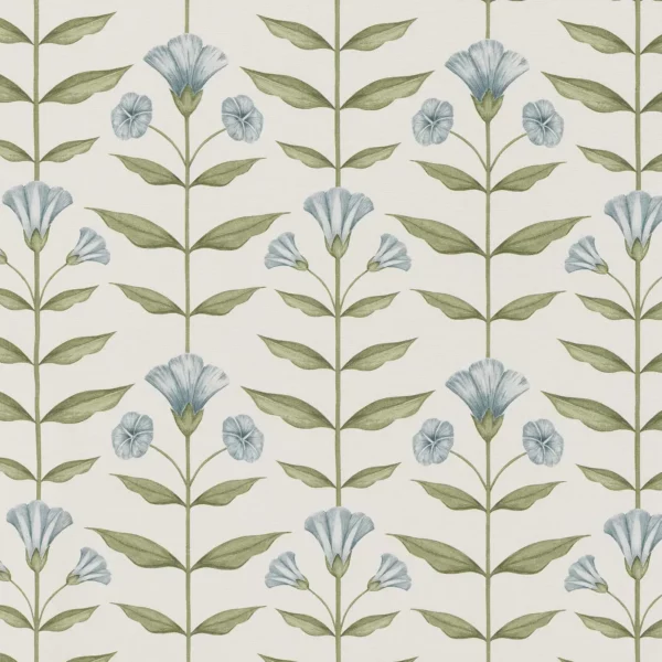 Ottilie Fabric - Bluebell by blue botanical printed fabric from Ashley Wilde