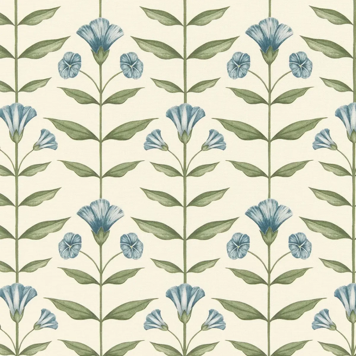 Ottilie Fabric - Kingfisher by blue botanical printed fabric from Ashley Wilde