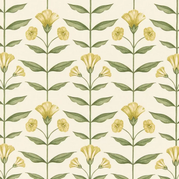 Ottilie Fabric - Marigold by green botanical printed fabric from Ashley Wilde