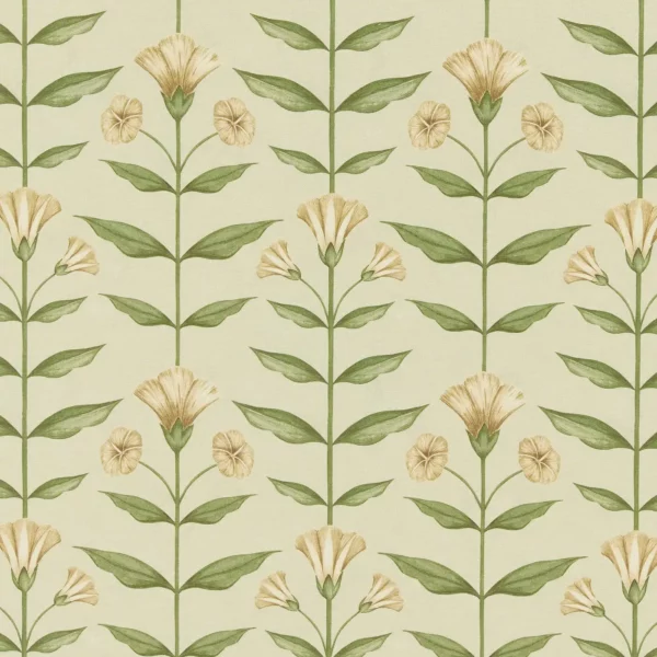 Ottilie Fabric - Ochre by brown botanical printed fabric from Ashley Wilde