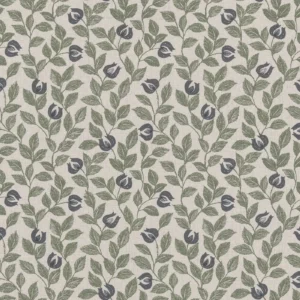 black-grey botanical cotton fabric from Ashley Wilde