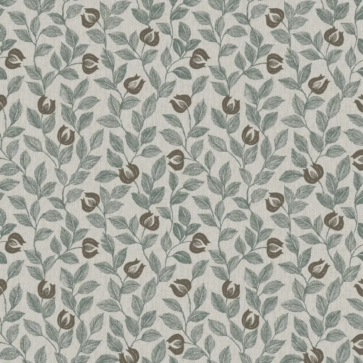 Adeline Fabric - Sage by brown botanical cotton fabric from Ashley Wilde