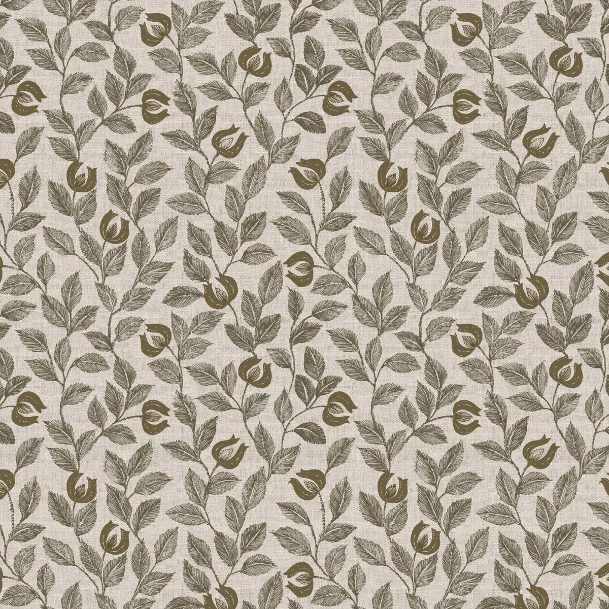 Adeline Fabric - Walnut by brown botanical cotton fabric from Ashley Wilde