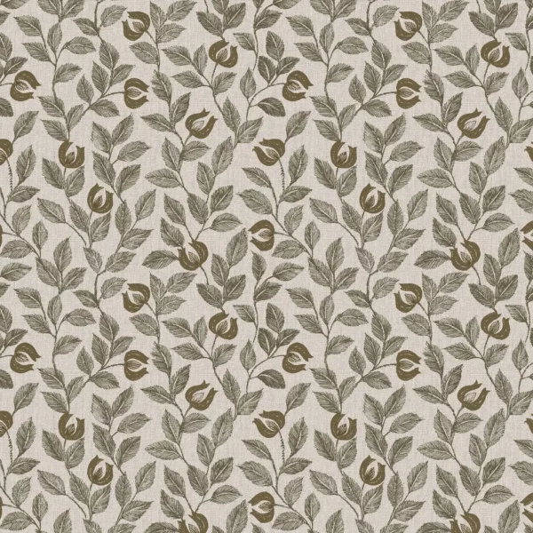 brown botanical cotton fabric from Ashley Wilde