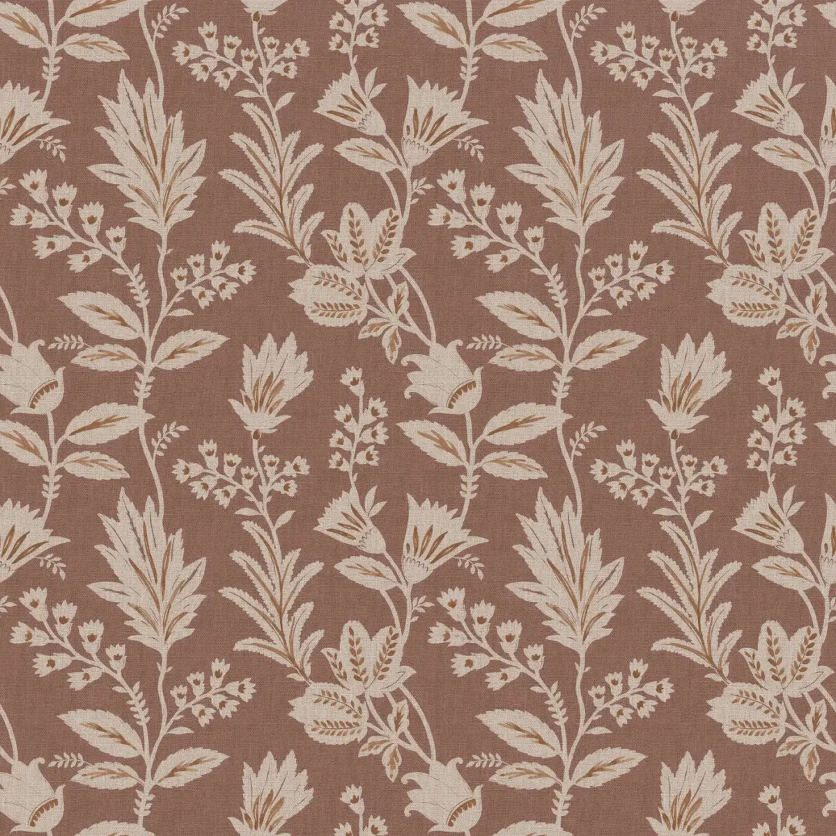 Caravelle Fabric - Clay by brown botanical cotton fabric from Ashley Wilde