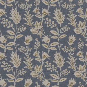 blue botanical cotton fabric from Ashley Wilde