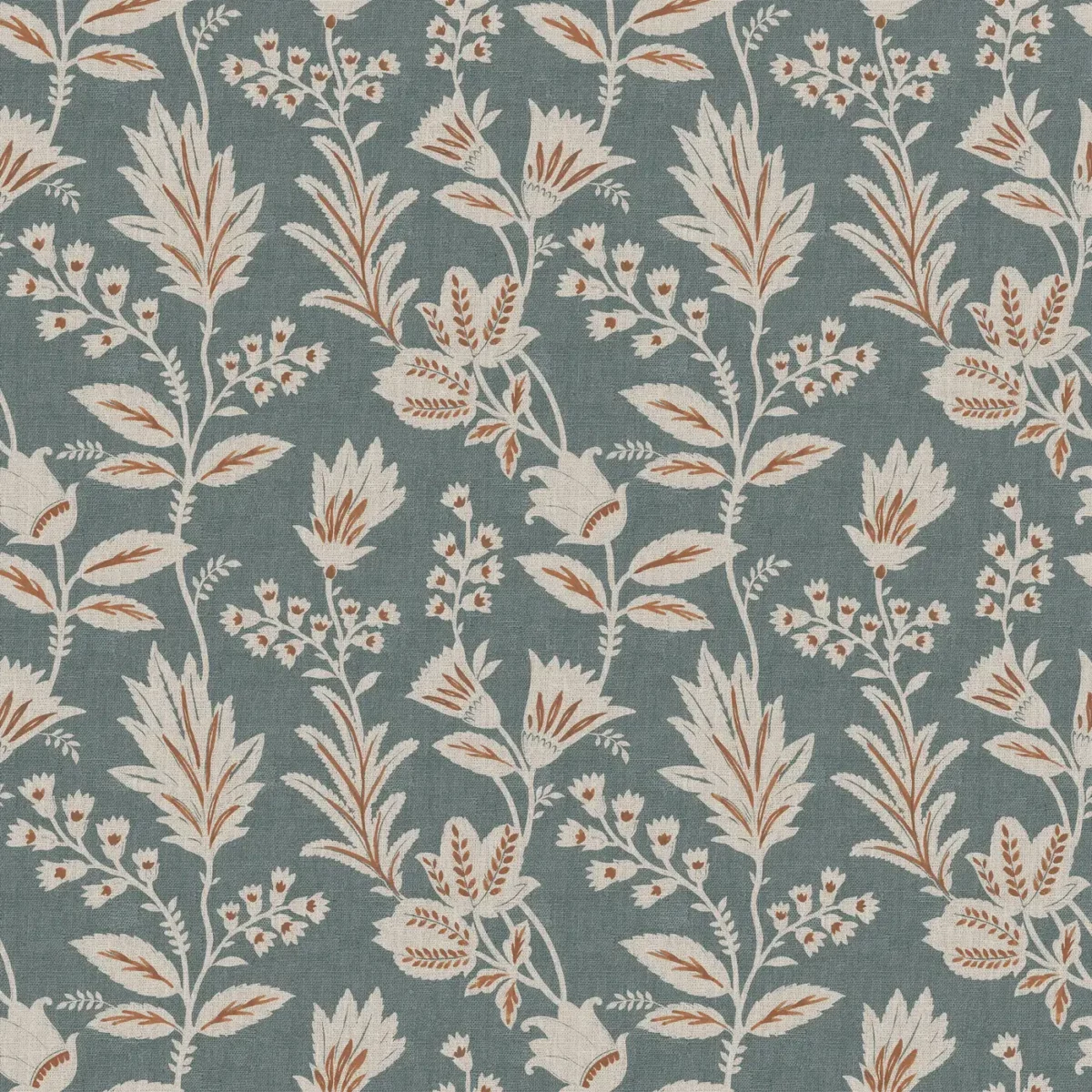 Caravelle Fabric - Kingfisher by blue botanical cotton fabric from Ashley Wilde