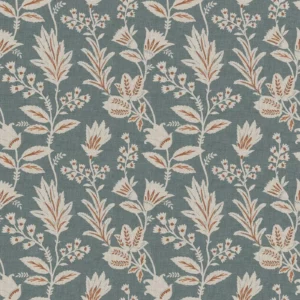 blue botanical cotton fabric from Ashley Wilde
