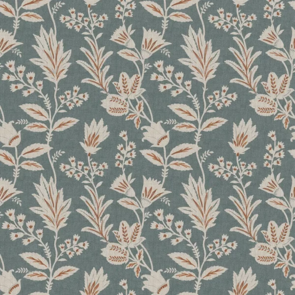 Caravelle Fabric - Kingfisher by blue botanical cotton fabric from Ashley Wilde