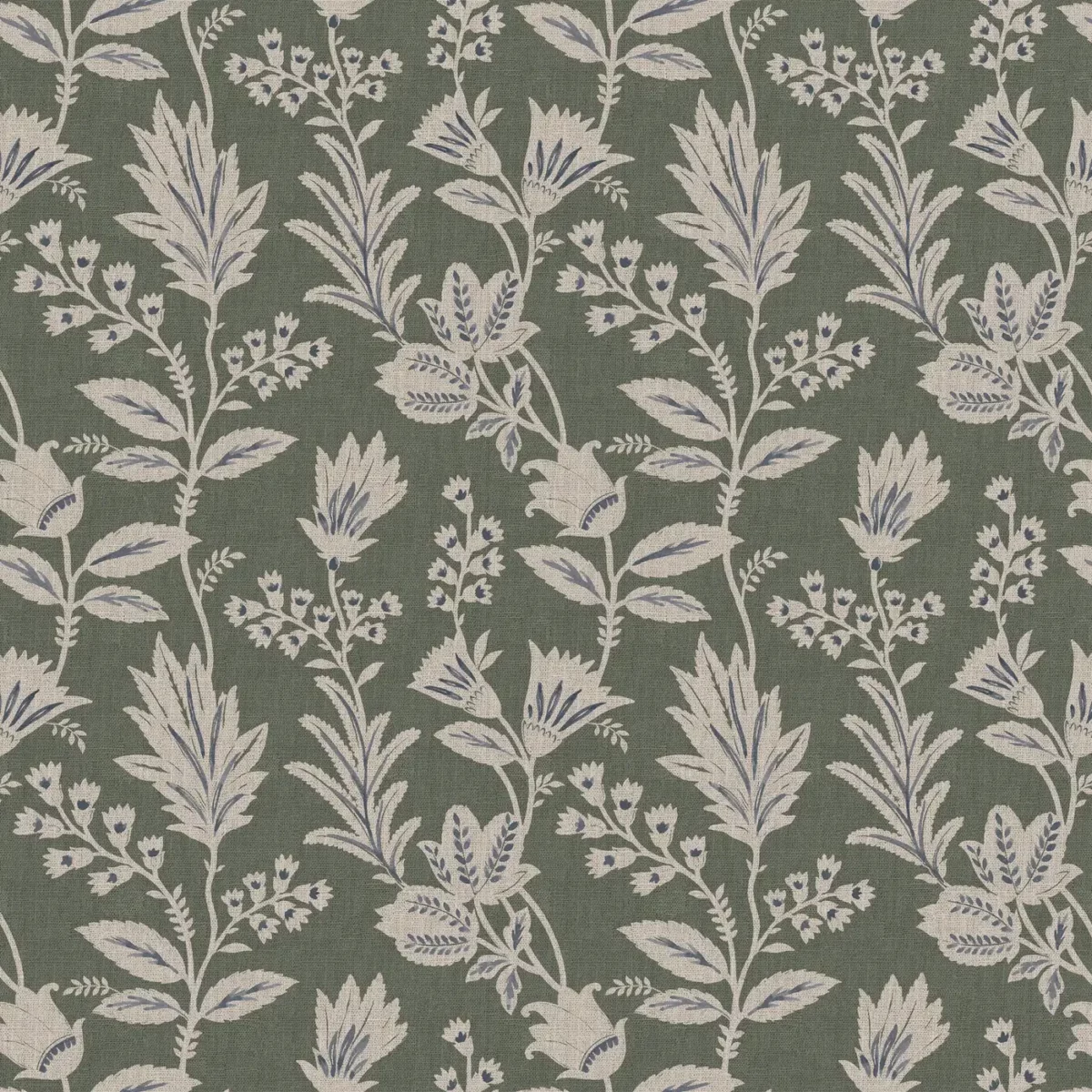 Caravelle Fabric - Moss by green botanical cotton fabric from Ashley Wilde