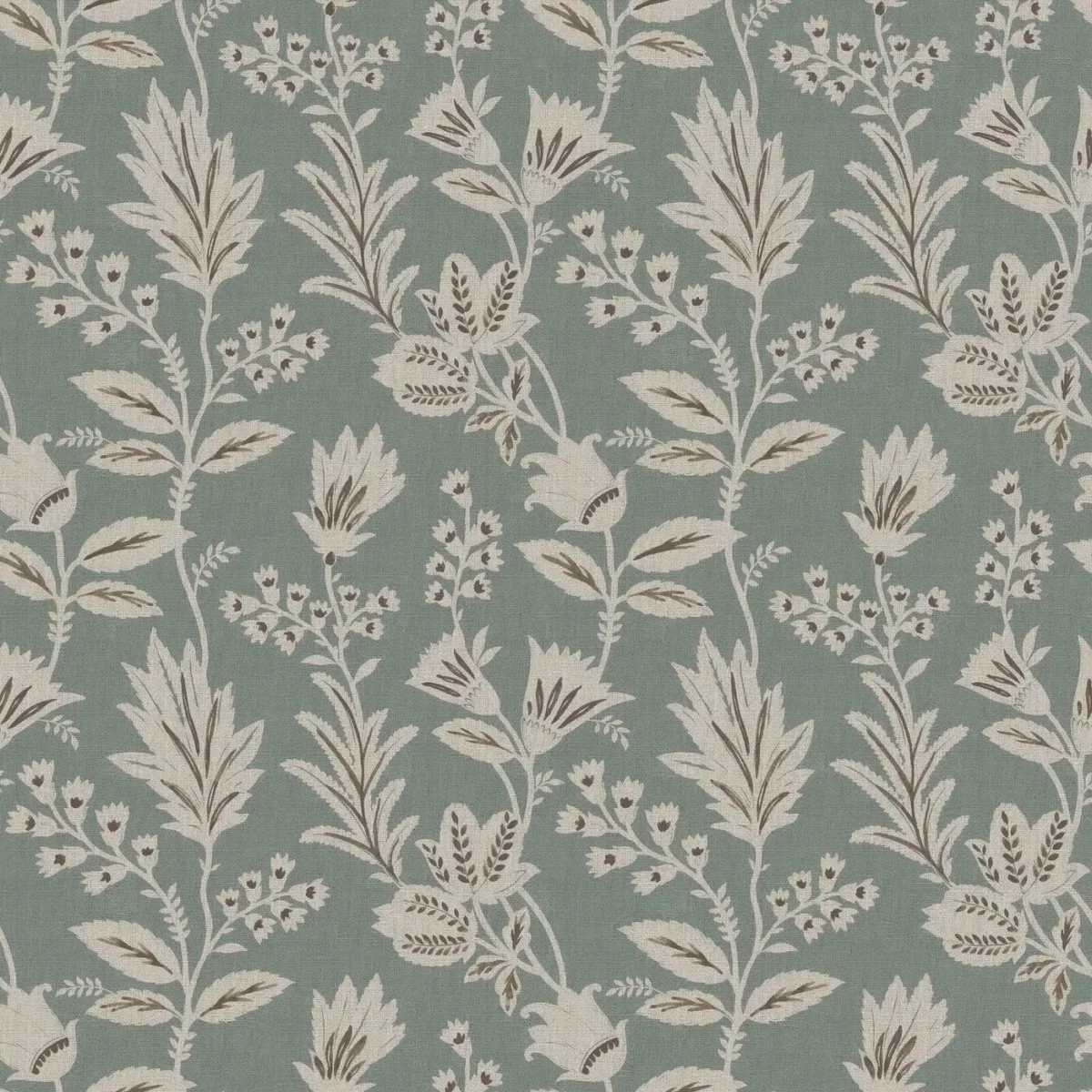 Caravelle Fabric - Sage by blue botanical cotton fabric from Ashley Wilde