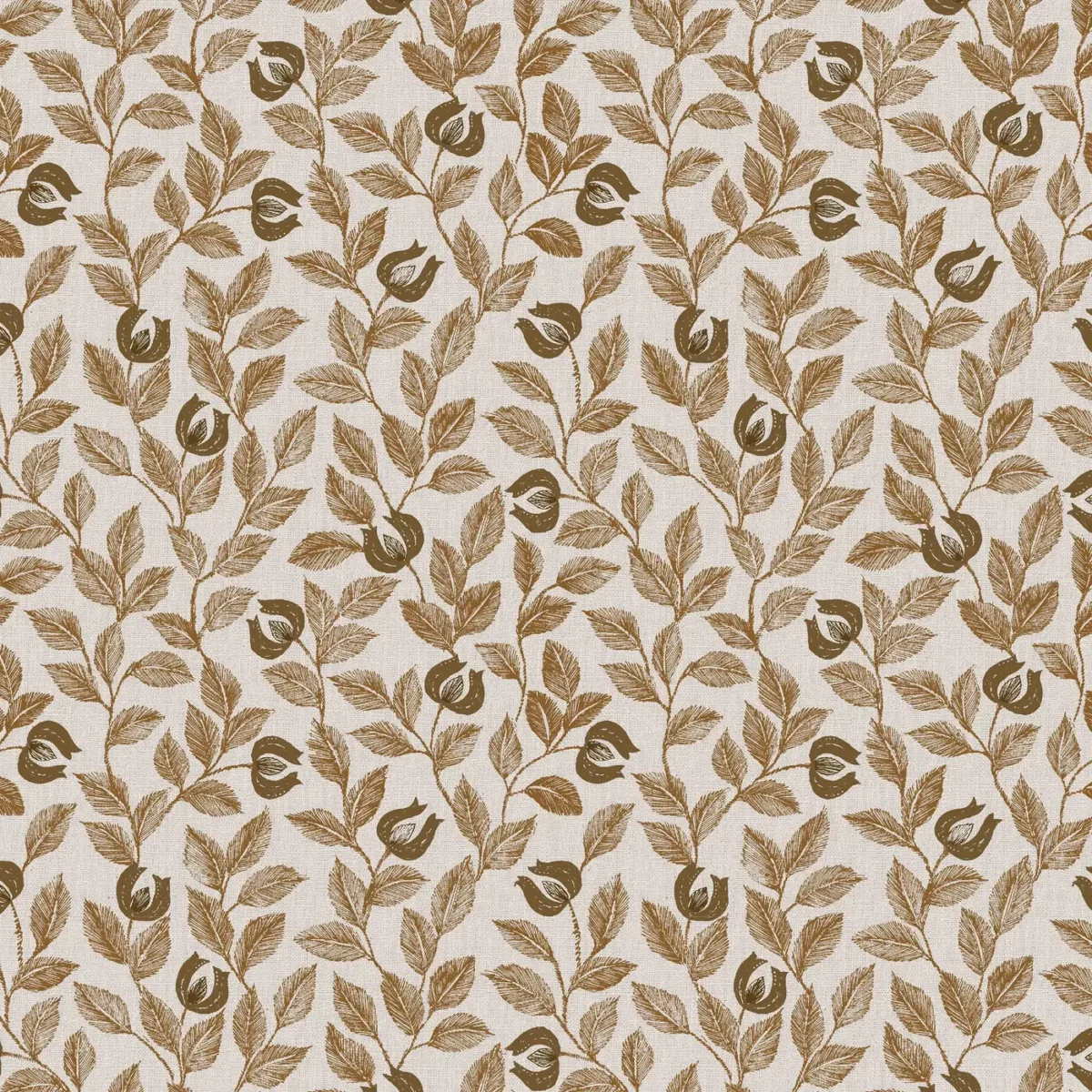 Adeline Fabric - Ginger by brown botanical cotton fabric from Ashley Wilde