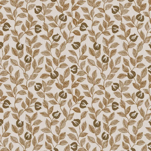 Adeline Fabric - Ginger by brown botanical cotton fabric from Ashley Wilde