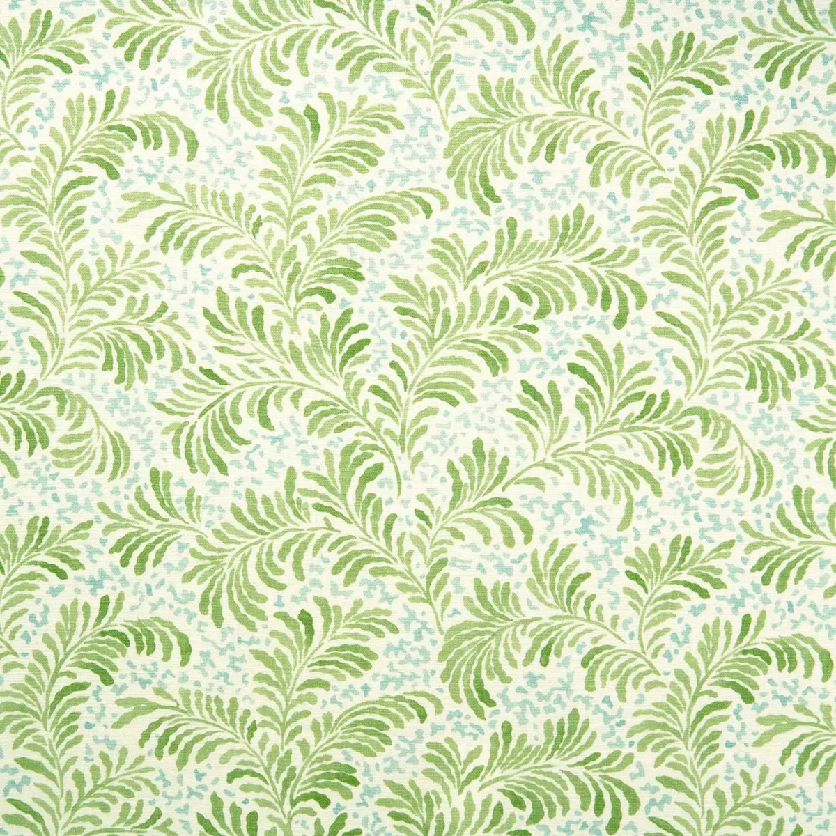 Blythe Fabric - Pond by green botanical linen fabric from Linwood Fabrics