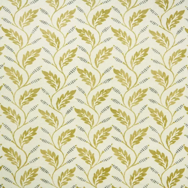Babette Fabric - Olive by yellow botanical linen fabric from Linwood Fabrics