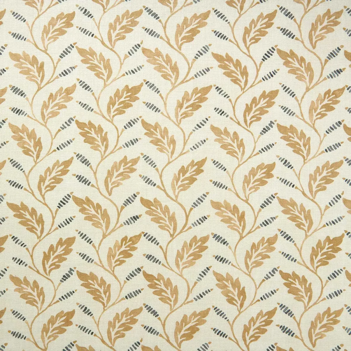 Babette Fabric - Nutmeg by orange botanical linen fabric from Linwood Fabrics