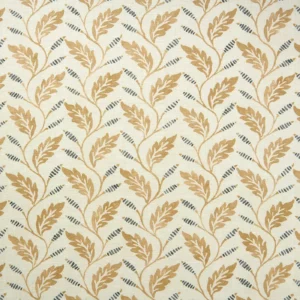 orange botanical linen fabric from Linwood Fabrics