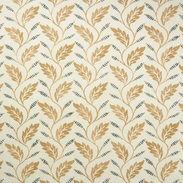 orange botanical linen fabric from Linwood Fabrics