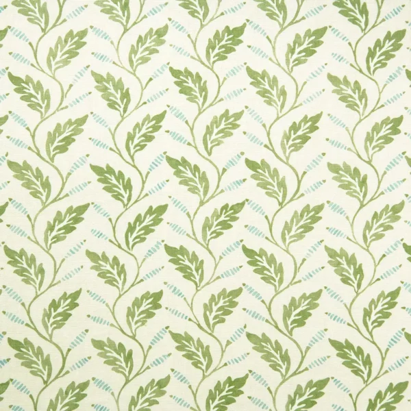 Babette Fabric - Apple by green botanical linen fabric from Linwood Fabrics