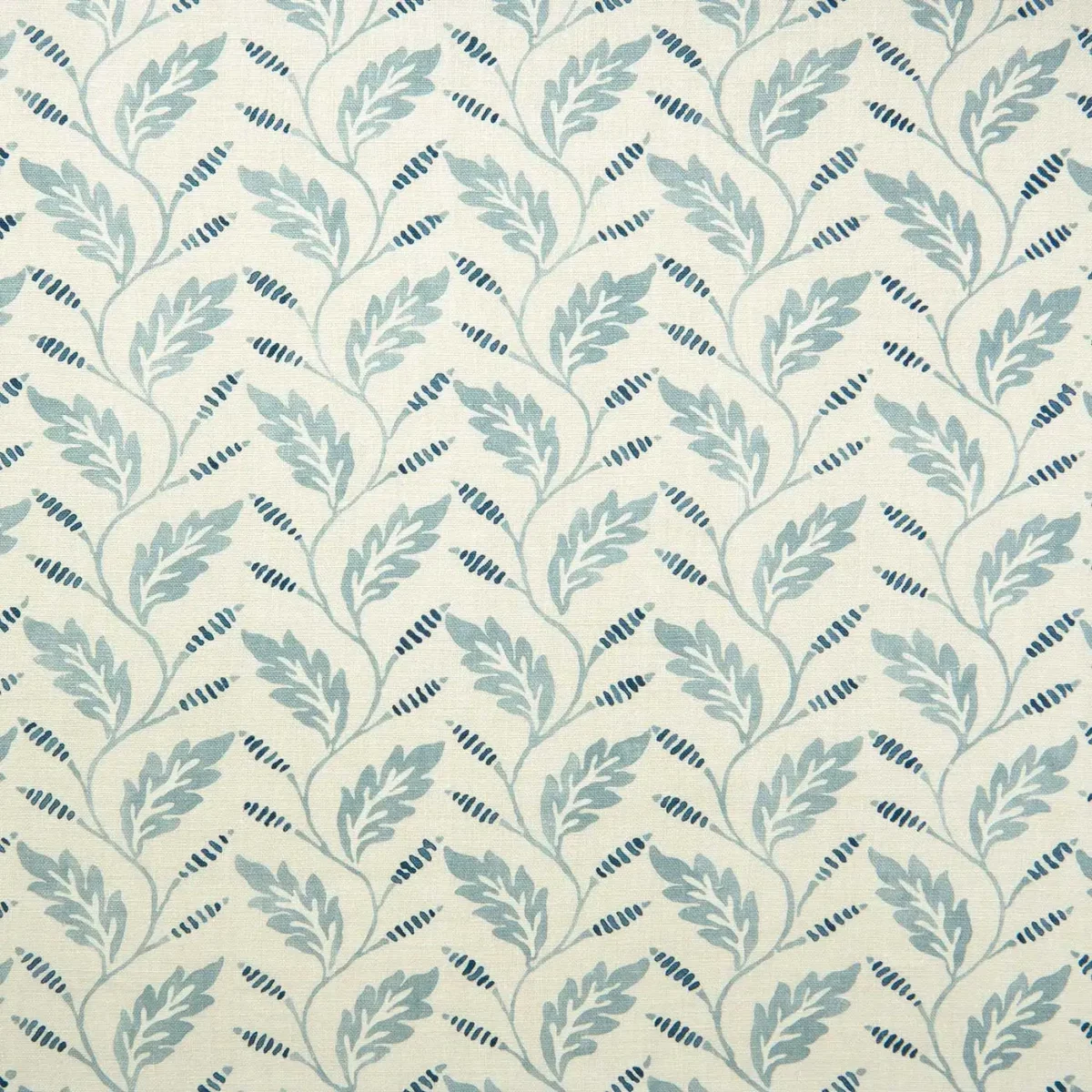 Babette Fabric - Lake by blue botanical linen fabric from Linwood Fabrics