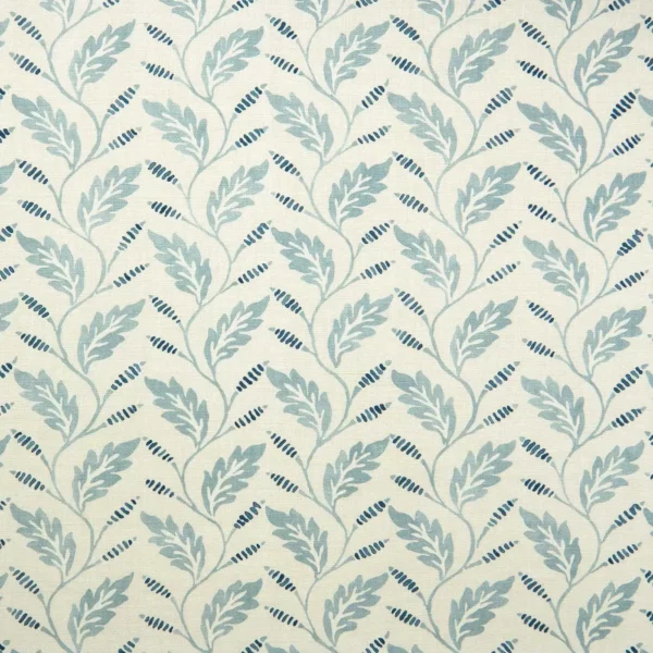 Babette Fabric - Lake by blue botanical linen fabric from Linwood Fabrics