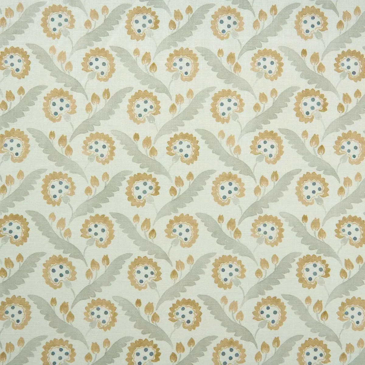 Polly Fabric - Wheat by black-grey botanical linen fabric from Linwood Fabrics