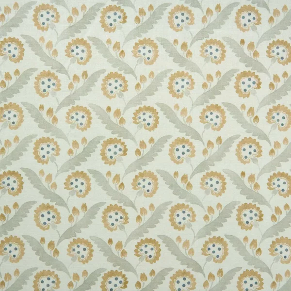 black-grey botanical linen fabric from Linwood Fabrics