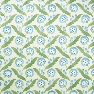 blue botanical linen fabric from Linwood Fabrics