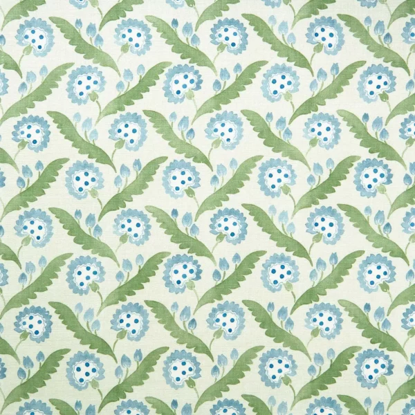Polly Fabric - Pastoral by blue botanical linen fabric from Linwood Fabrics