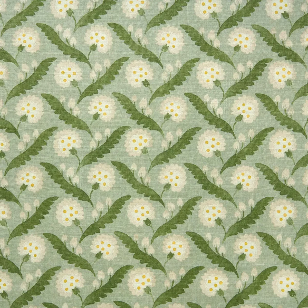 green botanical linen fabric from Linwood Fabrics