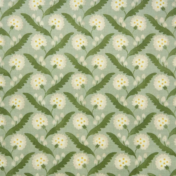Polly Fabric - Moss by green botanical linen fabric from Linwood Fabrics