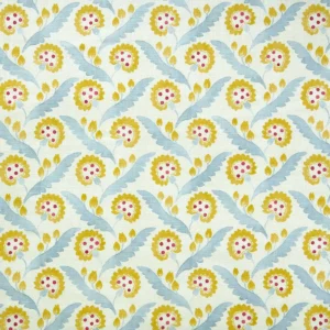 blue botanical linen fabric from Linwood Fabrics