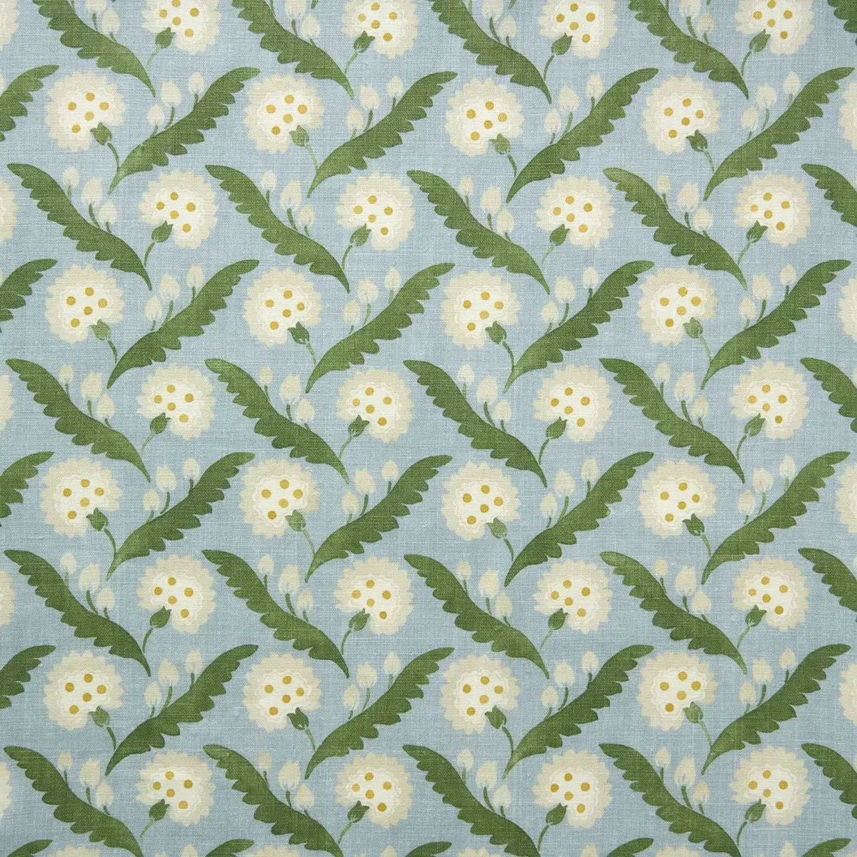 Polly Fabric - Lakeside by blue botanical linen fabric from Linwood Fabrics