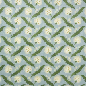 blue botanical linen fabric from Linwood Fabrics