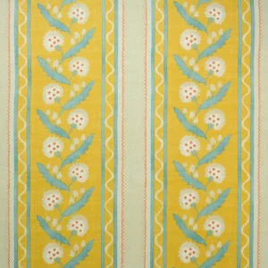 blue botanical linen fabric from Linwood Fabrics