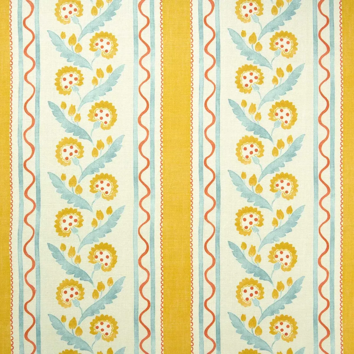 Polly Stripe Fabric - St.Clements by blue botanical linen fabric from Linwood Fabrics