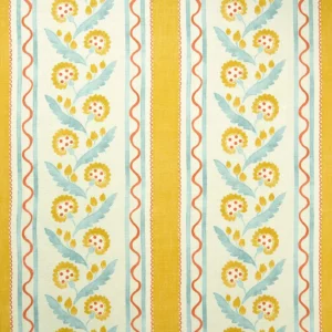 blue botanical linen fabric from Linwood Fabrics