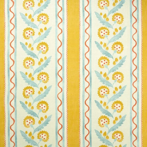 Polly Stripe Fabric - St.Clements by blue botanical linen fabric from Linwood Fabrics