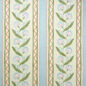 blue botanical linen fabric from Linwood Fabrics