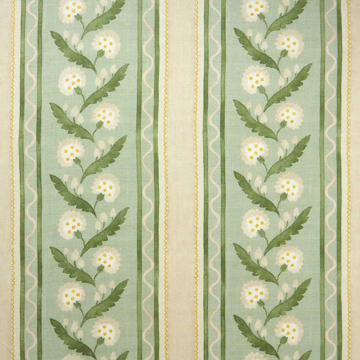 green botanical linen fabric from Linwood Fabrics