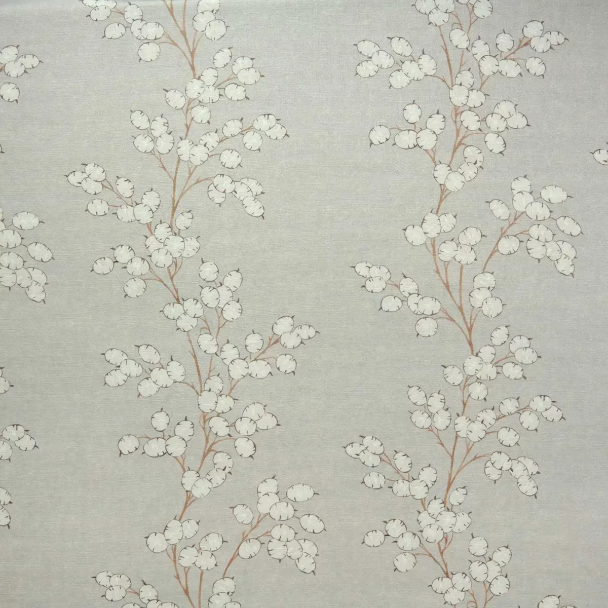 Lottie Fabric - Linen by black-grey botanical linen fabric from Linwood Fabrics
