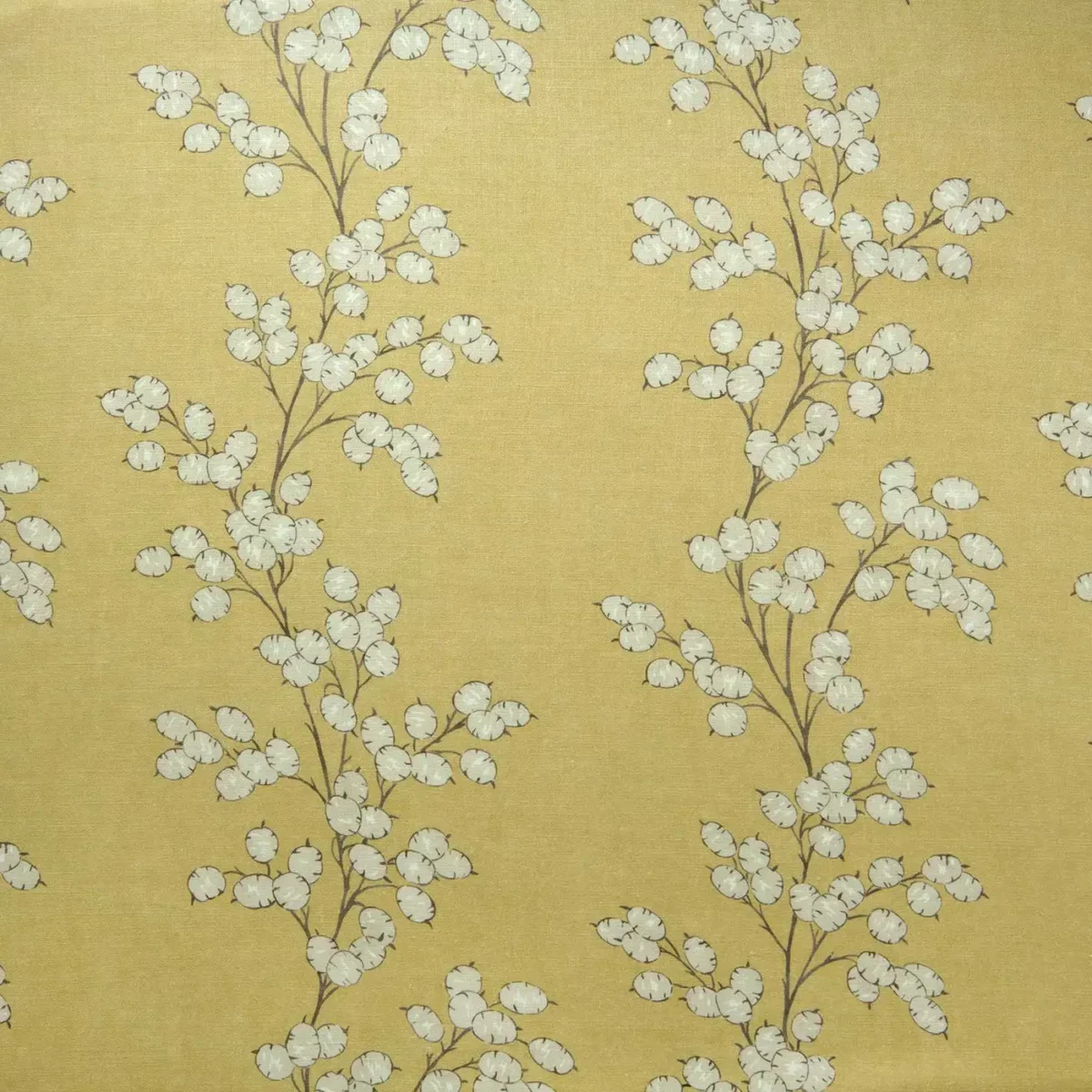 yellow botanical linen fabric from Linwood Fabrics